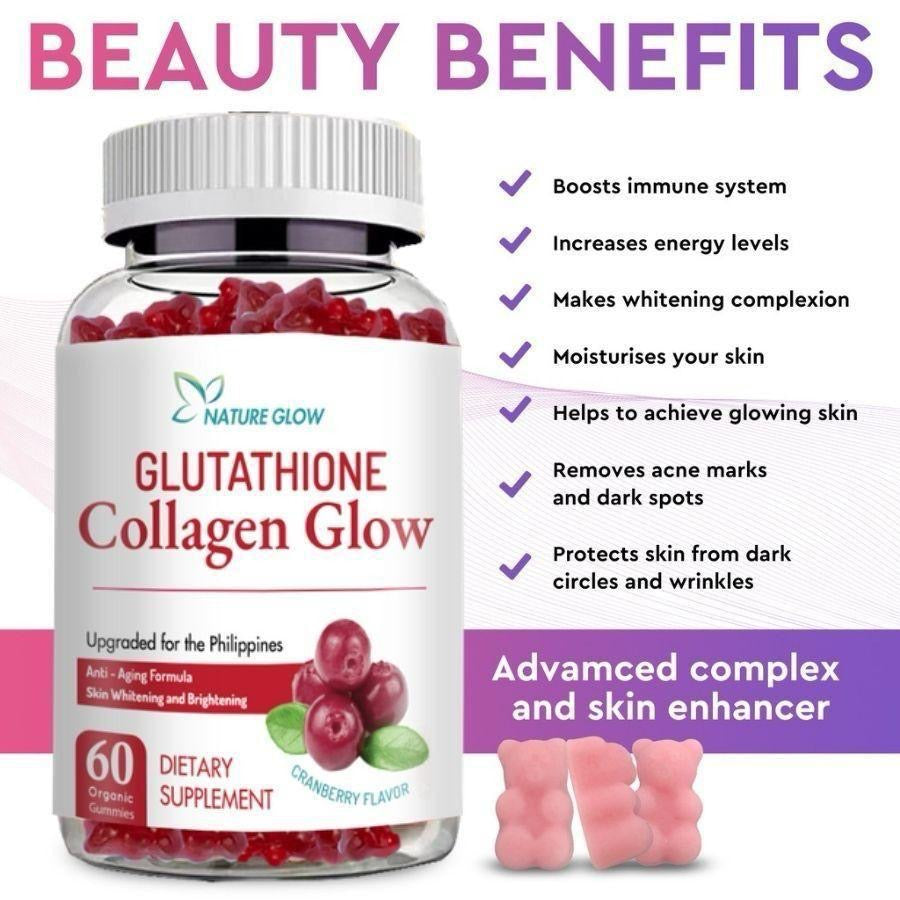 Glutathione Collagen Gummies Skin Lightening Hair,Nails & Bones Health 60Pcs