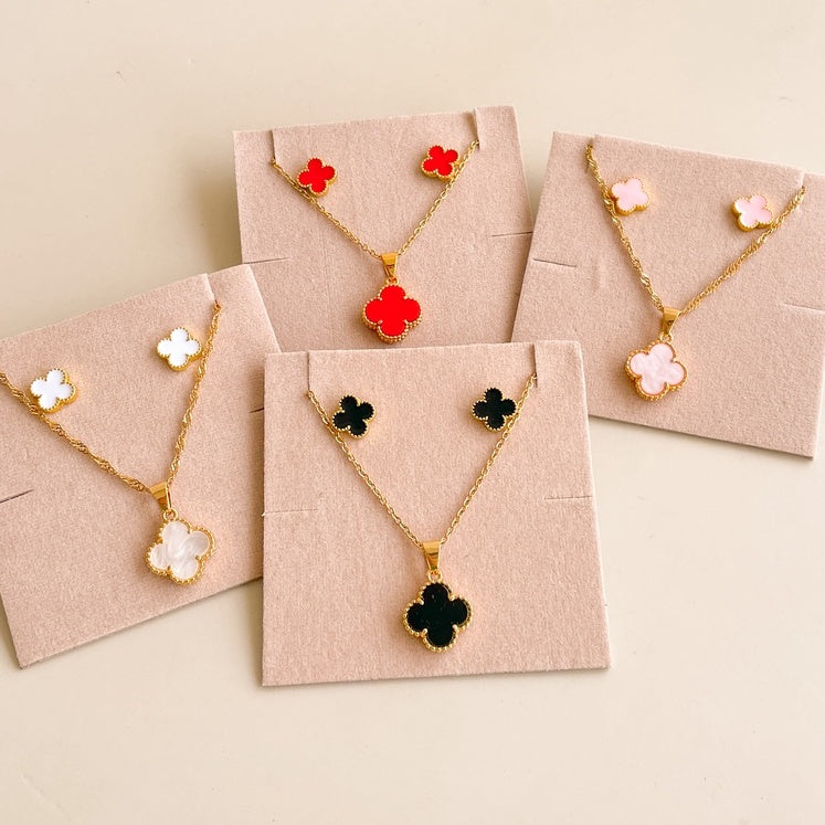 Four Leaf Necklace and earring